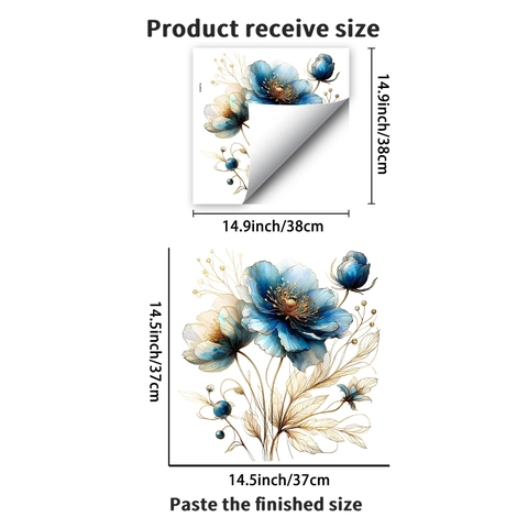 Moderni Adesivi Murali in PVC Con Foglie di Fiori Blu Autoadesivi Impermeabili Decalcomanie d'Arte Per Camera Da Letto Soggiorno Decorazione Casa