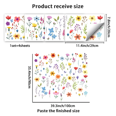 Kleurrijke Florale Vlinder Muursticker PVC Zelfklevend Aquarell Bloem Plant Decoratieve Sticker Voor Slaapkamer Woonkamer Huis Decor