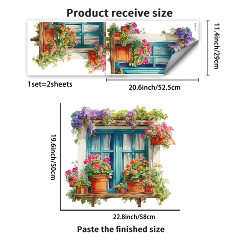 3D Fensteransicht Wandtattoo PVC Blumen Topfpflanze Landhausstil Aufkleber Für Wohnzimmer Schlafzimmer Home Dekoration