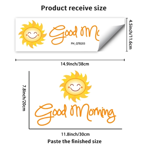 Cartoon Smiling Sun Good Morning Wall Sticker PVC Self-Adhesive Slogan Decal For Kids Room Kindergarten Home Decoration