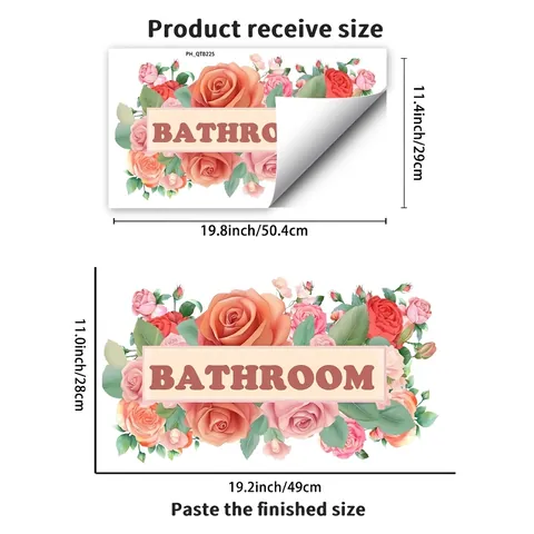 Bloemen Roos Badkamer Deur Sticker PVC Waterdicht Zelfklevend Muursticker Voor Huis Toilet Decoratie Geschilderde Bloem