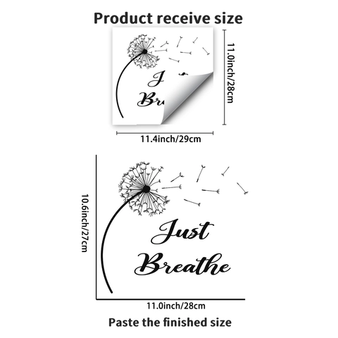 Just Breathe Dandelion Wall Sticker Minimalist PVC Quote Decal For Living Room Bedroom Office Home Decor Creative Mural