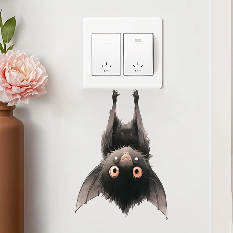 Schattige Cartoon Vleermuis Muursticker PVC Verwijderbare Decoratie Voor Halloween Woonkamer Slaapkamer Badkamer Schakelaar Decoratie