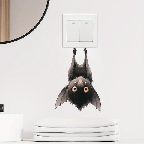 Schattige Cartoon Vleermuis Muursticker PVC Verwijderbare Decoratie Voor Halloween Woonkamer Slaapkamer Badkamer Schakelaar Decoratie