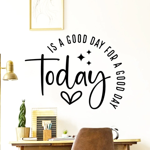 Inspirational Quote Today Is A Good Day Wall Decal Black PVC Removable Art Lettering Wall Sticker For Living Room Decor
