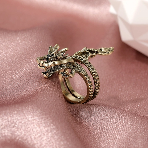 Vintage Animal Adjustable Rings Alloy Rhinestone Synthetic Artificial Pearl Dragon Bee Frog Snake Fox Punk Gothic Jewelry Women