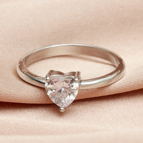 Fashion Heart Shaped Copper Zirconia Ring Minimalist Geometric Inlaid Zircon Open Finger Ring Daily Party Jewelry For Women