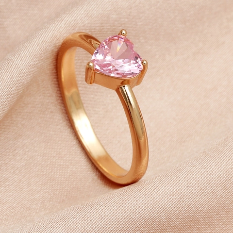 Fashion Heart Shaped Copper Zirconia Ring Minimalist Geometric Inlaid Zircon Open Finger Ring Daily Party Jewelry For Women