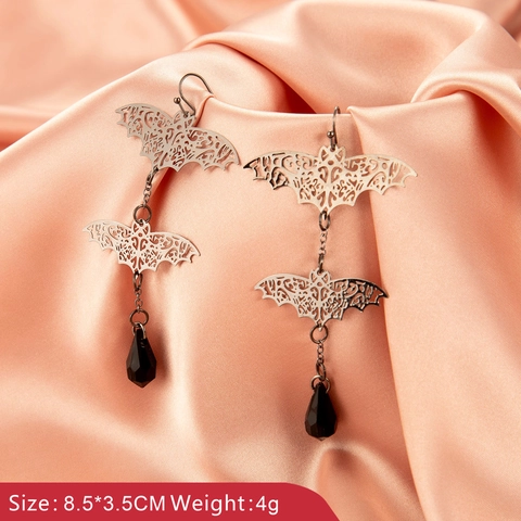 Halloween Gothic Earrings For Women Ghost Spider Bat Skeleton Skull Witch Leg Butterfly Rhinestone Alloy Dangle Earrings