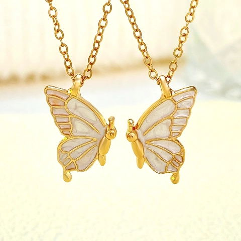 Vlinder BFF Halskettingen Voor Vrouwen Beste Vriendinnen Zussen Druppelolie Emaille Goud Verguld Legering O-Kettingen Sieraden Cadeau