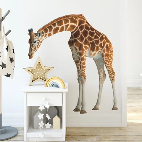 Realistische Giraf Dier Muurstickers Verwijderbare PVC Muurstickers Voor Kinderkamer Slaapkamer Achtergrond DIY Woondecoratie