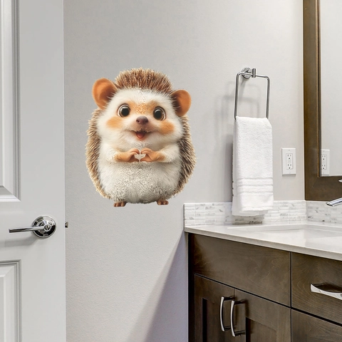 3D Cartoon Süß Igel Mit Herz Geste Wandtattoo PVC Abnehmbar Transparent Fenstersticker Für Kinderzimmer Zuhause Dekoration