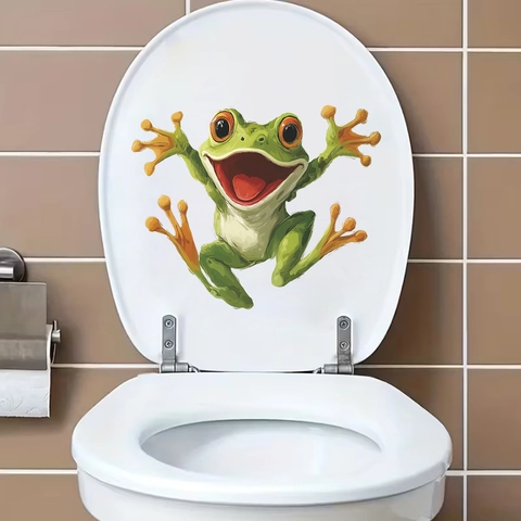 Pegatina para Inodoro de Rana de Dibujos Animados 3D Impermeable PVC Extraíble Calcomanía de Animal para Decoración de Baño Rana