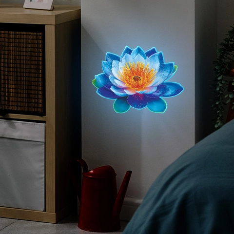Luminous Lotus Flower Wall Stickers Glow In The Dark PVC Waterproof Floral Decals For Bathroom Bedroom Restaurant Home Decoration