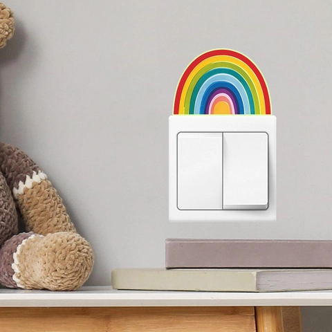 Leuchtender Regenbogen Wandlichtschalter Aufkleber Selbstklebend Glow In The Dark PVC Abnehmbares Dekor Für Kinderzimmer Wohnzimmer