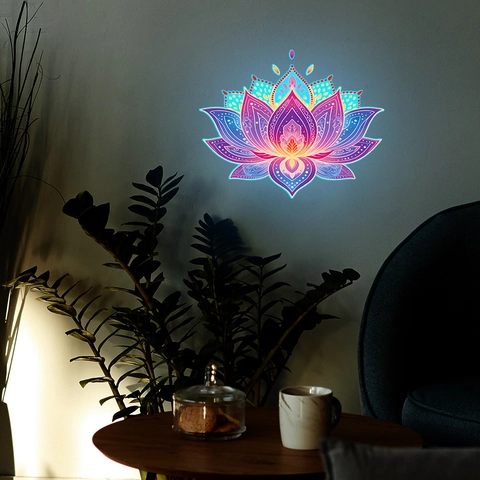 Adesivo da Parete Mandala di Loto Luminoso Brilla al Buio Cinese Classico PVC Floreale Decorazione Casa per Camera da Letto