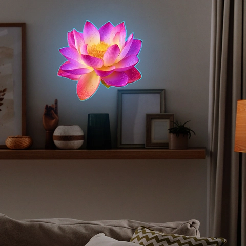 Leuchtendes Lotus Wandtattoo PVC Glühen Im Dunkeln Blumenaufkleber Selbstklebend Dekoratives Wandbild Für Schlafzimmer Bad Deko