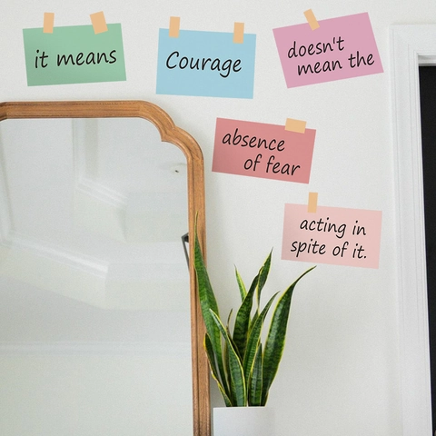 Inspirational English Quote Wall Stickers Courage Phrase Removable PVC Colorful Sticky Note Design Home Wall Decor Decal