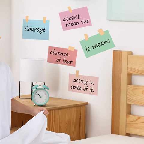 Inspirational English Quote Wall Stickers Courage Phrase Removable PVC Colorful Sticky Note Design Home Wall Decor Decal