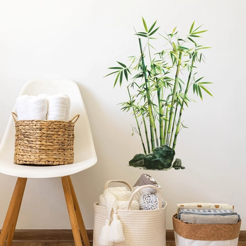 Elegant Green Bamboo Wall Sticker Chinese Style PVC Self Adhesive Plant Pattern For Study Room Dining Room Home Wall Decal