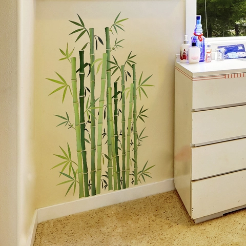 Grüner Bambuswald Wandtattoo PVC Selbstklebend Natur Wandaufkleber Für Wohnzimmer Schlafzimmer Badezimmer Haus Deko Wandbild