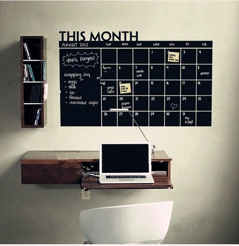 Monthly Calendar Blackboard Wall Sticker Removable PVC Planner Decal For Home Office Planning Organization Black Decal