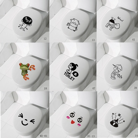Adesivi Creativi Impermeabili in PVC per Coperchio del Gabinetto Animali da Cartone Animato e Fiori Decalcomania Bagno