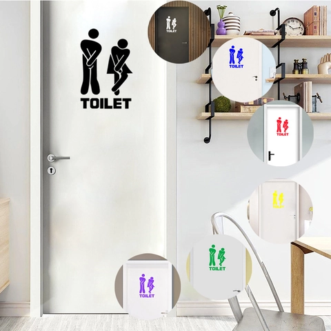 Grappige Man Vrouw Toiletbord Sticker PVC Waterdicht Badkamerdeur Muursticker Verwijderbare Toiletaanduiding TOILET Decoratie