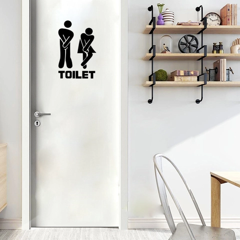 Grappige Man Vrouw Toiletbord Sticker PVC Waterdicht Badkamerdeur Muursticker Verwijderbare Toiletaanduiding TOILET Decoratie