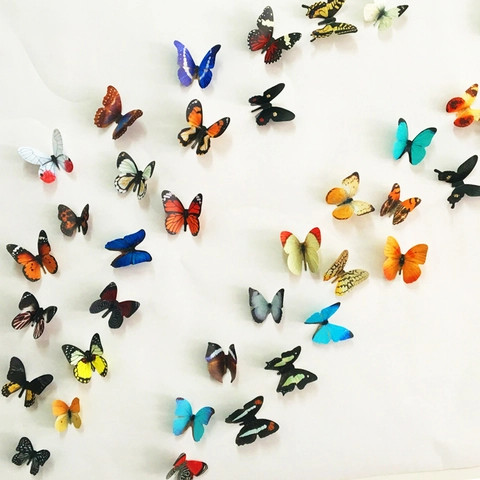 3D Stereoscopic Butterfly Wall Stickers Waterproof PVC Colorful Decorative Butterflies Decals For Living Room Bedroom Refrigerator Glass Home Decor