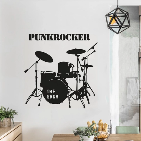 Schlagzeug Silhouette Wandaufkleber Punk Rocker Musikzimmer Dekor PVC Abnehmbare Vinyl Kunst Aufkleber Für Studio Wohnzimmer