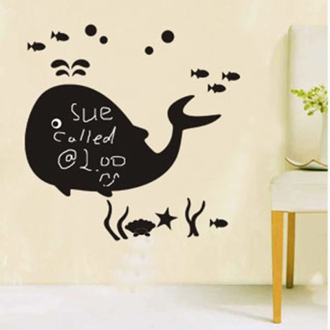 Autocollant Mural Baleine de Dessin Animé Ardoise Amovible en PVC pour Chambre d'Enfant Crèche Décoration Thème Océan