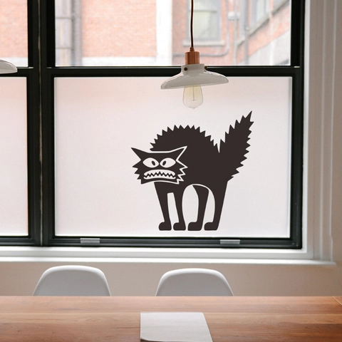 Scared Black Cat Wall Sticker Removable PVC Decal For Halloween Home Decor Toilet Glass Window Horror Cat Silhouette
