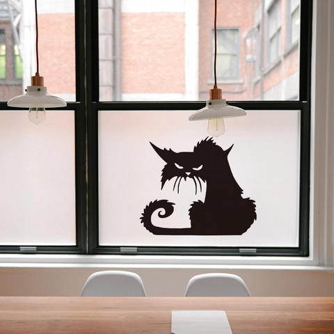Spooky Black Cat Halloween Wall Sticker Waterproof PVC Silhouette Decal For Living Room Bedroom Bathroom Toilet Home Decoration