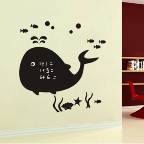 Autocollant Mural Baleine de Dessin Animé Ardoise Amovible en PVC pour Chambre d'Enfant Crèche Décoration Thème Océan