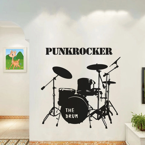 Schlagzeug Silhouette Wandaufkleber Punk Rocker Musikzimmer Dekor PVC Abnehmbare Vinyl Kunst Aufkleber Für Studio Wohnzimmer