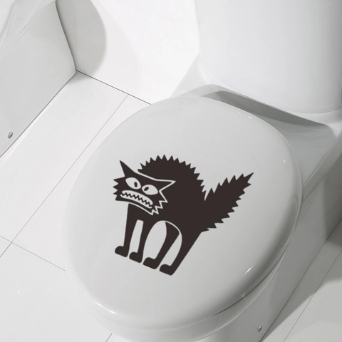 Creativo Adesivo PVC Silhouette Gatto Nero Horror Halloween Adesivo Da Parete Gatto Arrabbiato Per Vetro Finestra Bagno