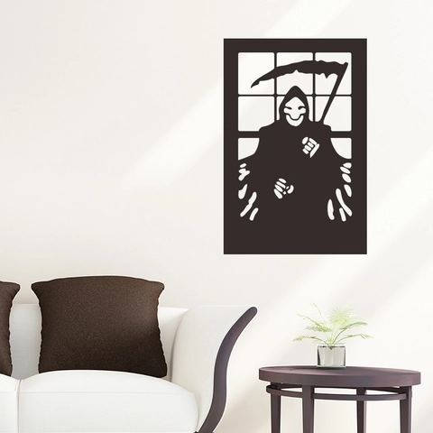 Halloween Magere Hein Venster Wandsticker PVC Verwijderbaar Gothisch Zeis Silhouet Sticker Voor Woonkamer Slaapkamer Feest Decor