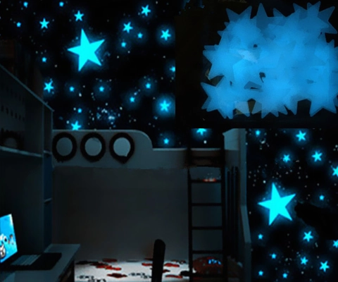 Pegatinas de Pared de Estrellas que Brillan en la Oscuridad Azul Oscuro Calcomanías de Estrellas para Techo Dormitorio Infantil