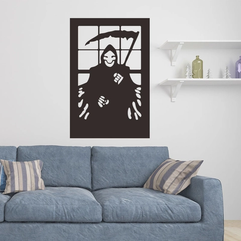 Halloween Magere Hein Venster Wandsticker PVC Verwijderbaar Gothisch Zeis Silhouet Sticker Voor Woonkamer Slaapkamer Feest Decor