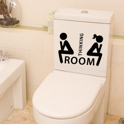 Thinking Room Toilettenaufkleber Kreative Badezimmer Deko Wasserdicht PVC Silhouette Wandtattoo Humorvolles Heim Dekor Zubehör