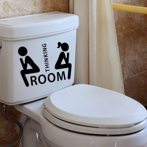Thinking Room Toilettenaufkleber Kreative Badezimmer Deko Wasserdicht PVC Silhouette Wandtattoo Humorvolles Heim Dekor Zubehör