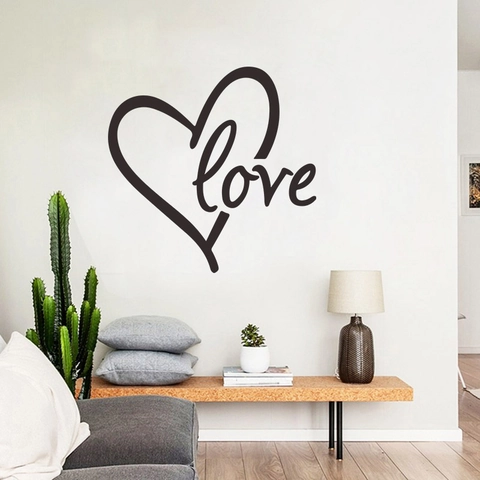 Herz Love Schriftzug Wandtattoo Abnehmbare PVC Künstlerische Kursive Wandaufkleber Für Wohnzimmer Schlafzimmer Valentinstag Haus Dekor
