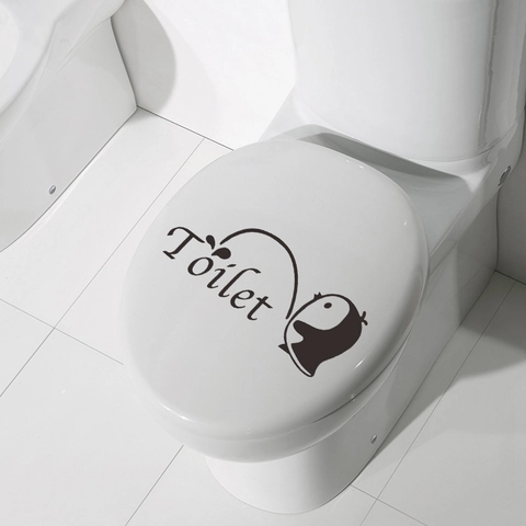 Cartoon Pinguin Toilettenaufkleber Wasserdicht PVC Badezimmer Dekoration Aufkleber Selbstklebend Home Schild Für Toilettendeckel
