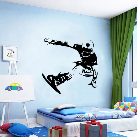 Modern Snowboarder Silhouette Wall Sticker Removable PVC Vinyl Decal For Boys Bedroom Sports Theme Home Decoration