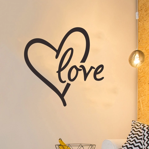 Herz Love Schriftzug Wandtattoo Abnehmbare PVC Künstlerische Kursive Wandaufkleber Für Wohnzimmer Schlafzimmer Valentinstag Haus Dekor