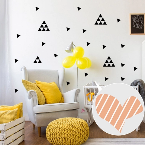 Nordisch Minimalistisch Geometrisch Dreieck Wandtattoo Schwarz PVC Abnehmbare DIY Wandkunst Dekor Für Schlafzimmer Wohnzimmer Kinderzimmer