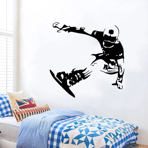 Modern Snowboarder Silhouette Wall Sticker Removable PVC Vinyl Decal For Boys Bedroom Sports Theme Home Decoration