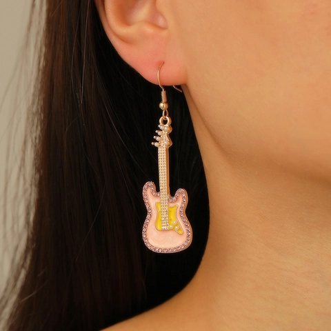 Punk Stil Legierung E-Gitarre Ohrringe Mit 925 Sterling Silber Stift Edelstahl Gitarre Halskette Für Damen Musik Schmuck