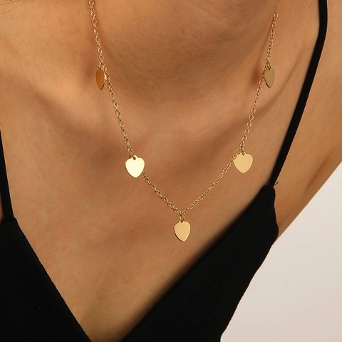 Fashion Alloy Multi Layer Heart Pendant Necklace For Women Gold Silver Plated Layered Statement Choker Jewelry Gift